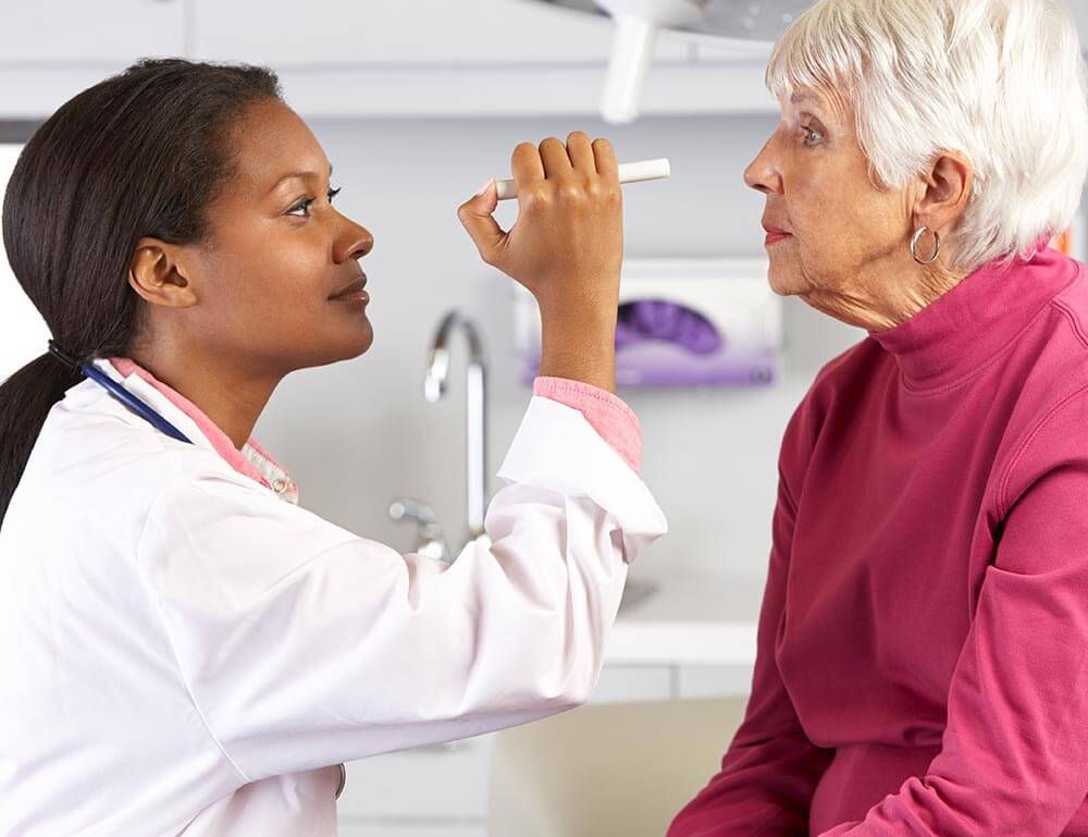 Doctor examining a patient's eyes